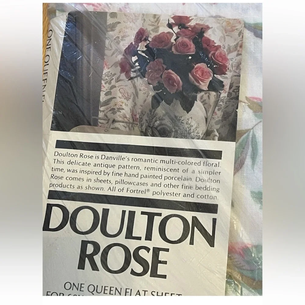 🆕 Danville Doulton rose Floral Queen Flat Sheet NOS shabby chic cottage‎ core